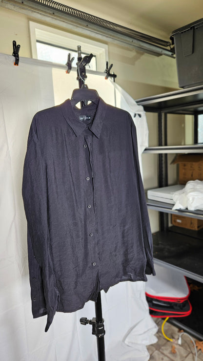 Men's Cuban Cotton Linen Shirt Solid Color Casual Loose Lapel Long Sleeve Linen Shirts Size No