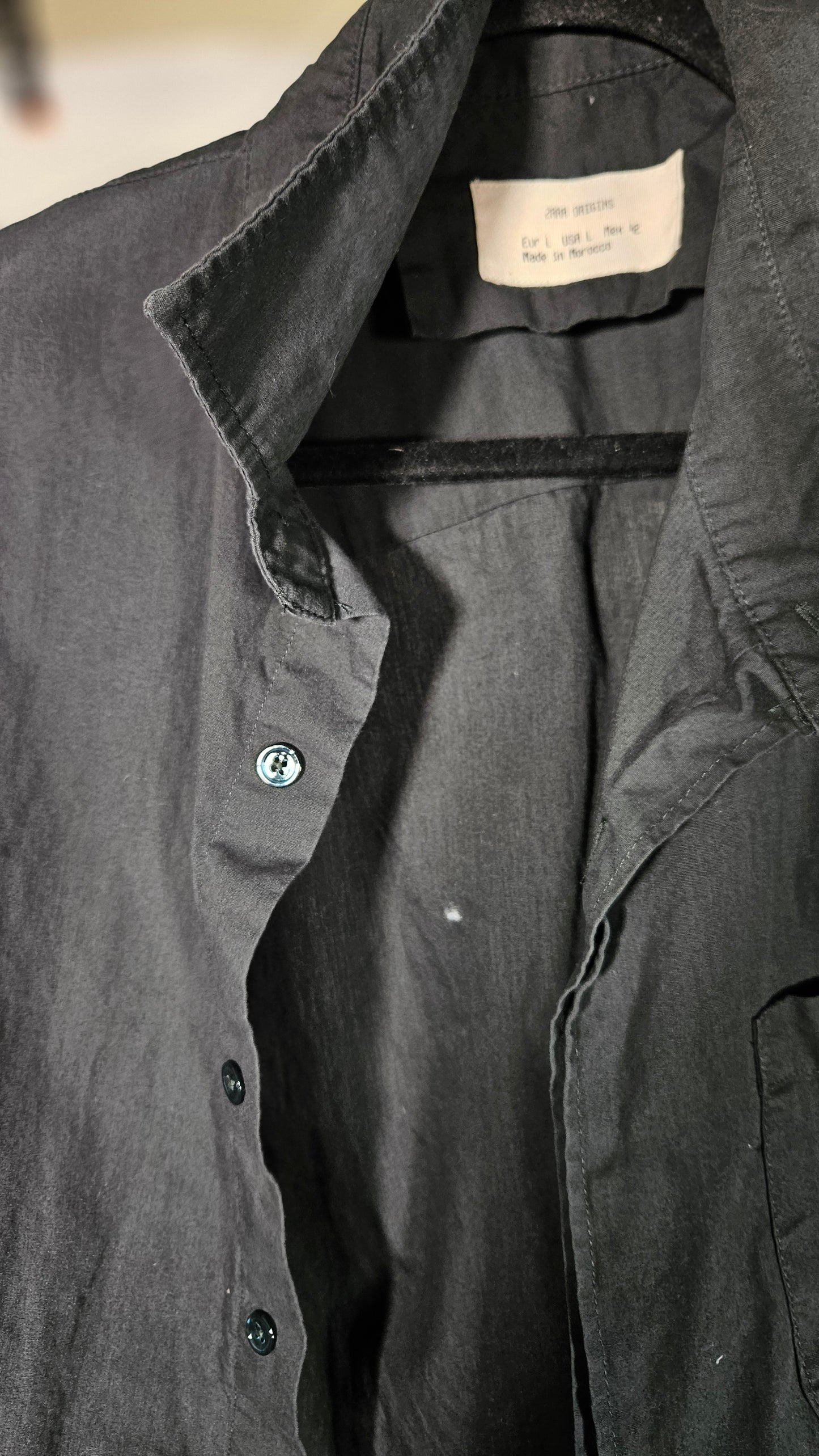 Men's Long Sleeve Chambray Woven Button-Down Shirt  size L