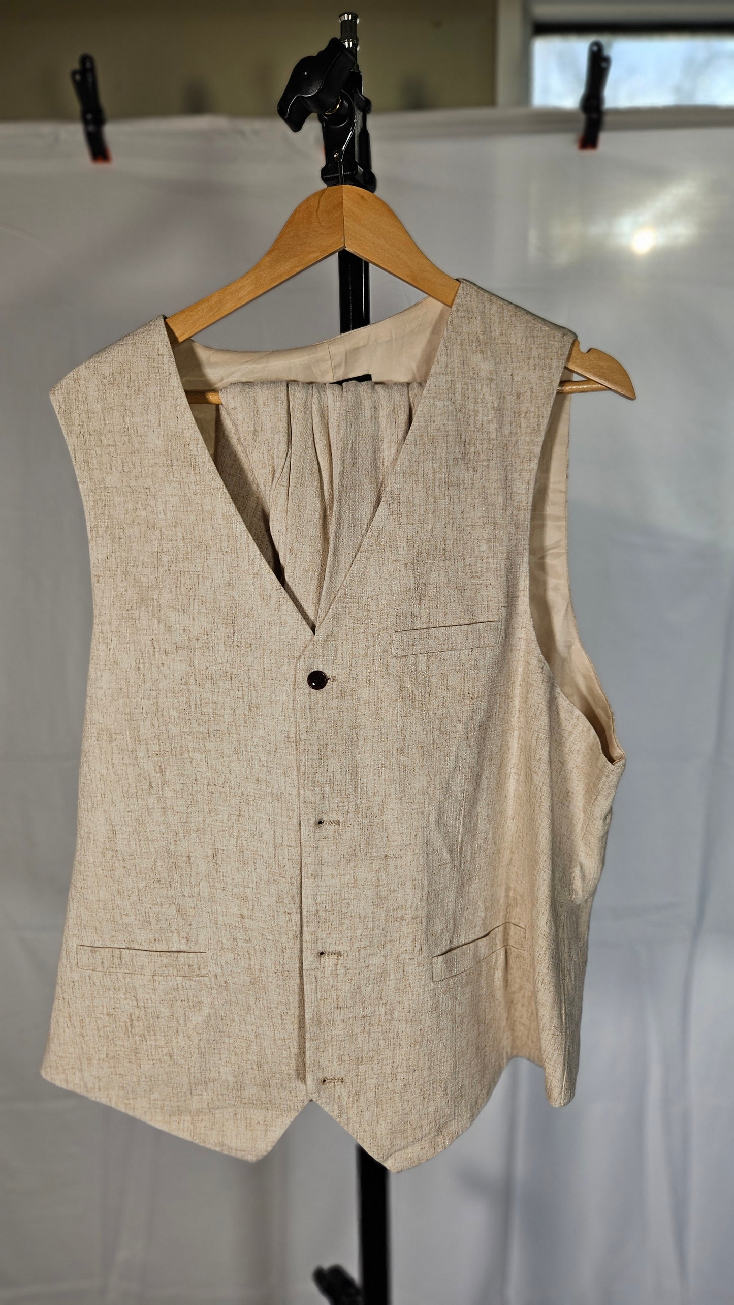 Mens Linen Suit 2 Piece Slim Fit Suit for Men Casual Summer Suit for Wedding Prom Party Beach  Size L