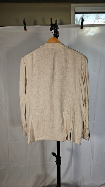 Mens Linen Suit 2 Piece Slim Fit Suit for Men Casual Summer Suit for Wedding Prom Party Beach  Size L