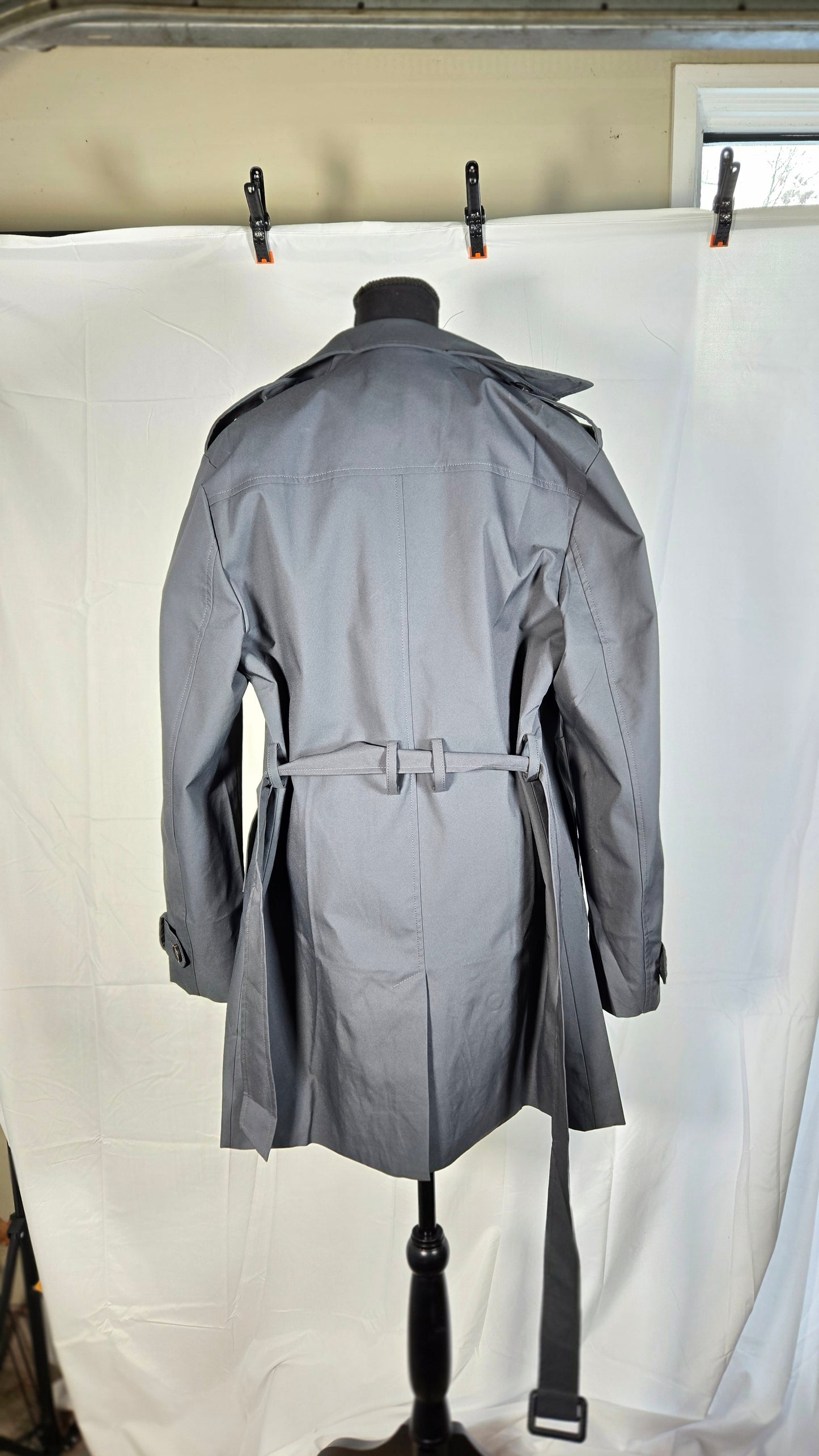 Women's Trench Coat Gray Wool Liner Brown  Size not available