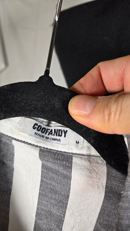 COOFANDY Men Button Down Striped Shirts Long Sleeve Slim Fit Untucked Dress Shirts Casual Summer Beach Shirts  size M