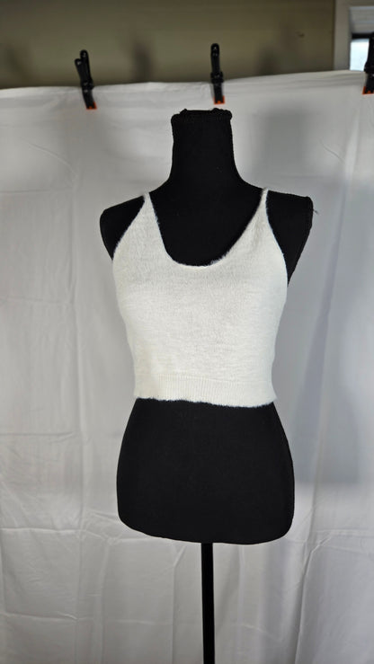 Short White Top White Vest Size M