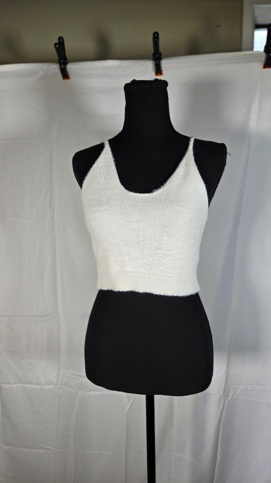 Short White Top White Vest Size M
