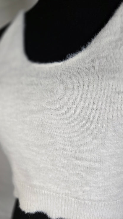 Short White Top White Vest Size M