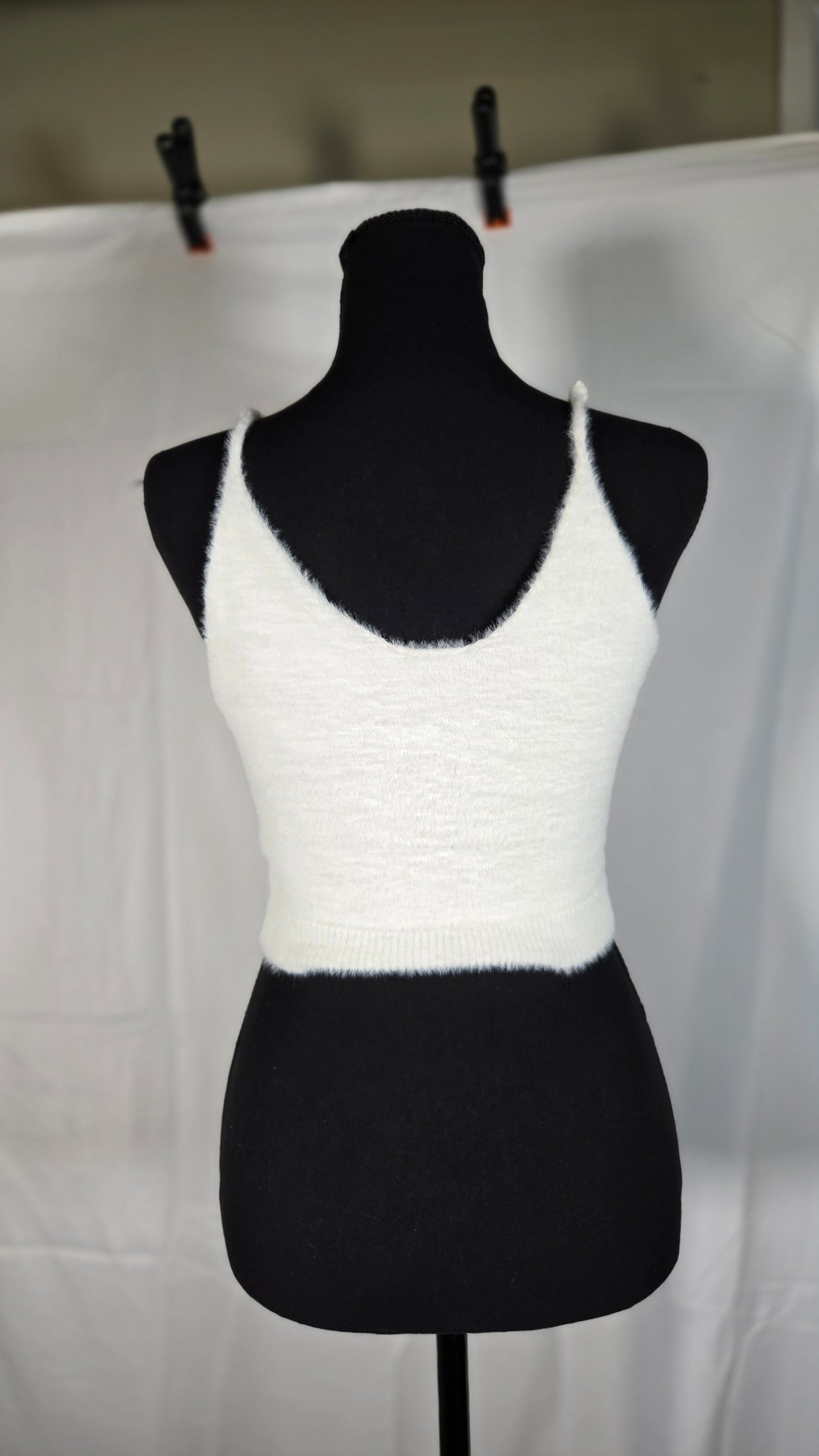 Short White Top White Vest Size M
