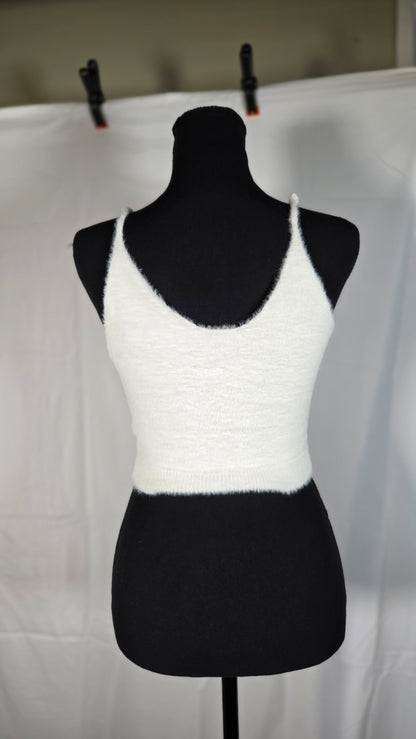 Short White Top White Vest Size M