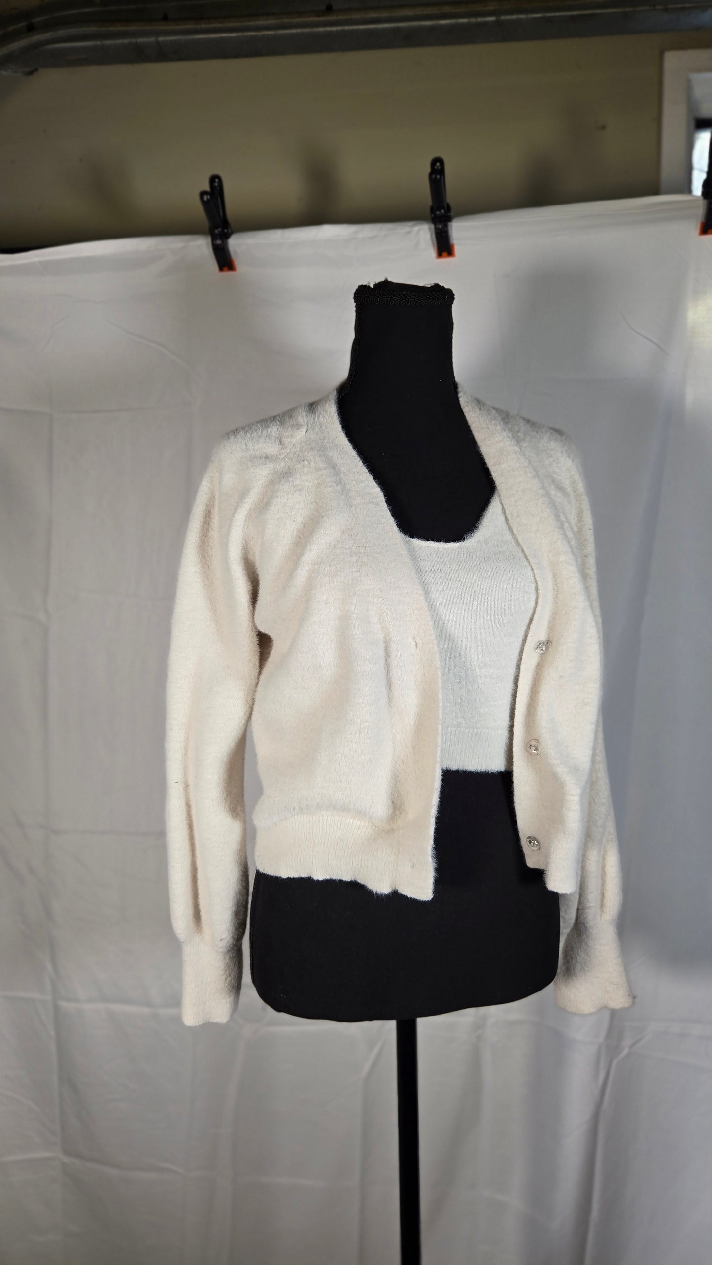 Short White Top White Vest Size M