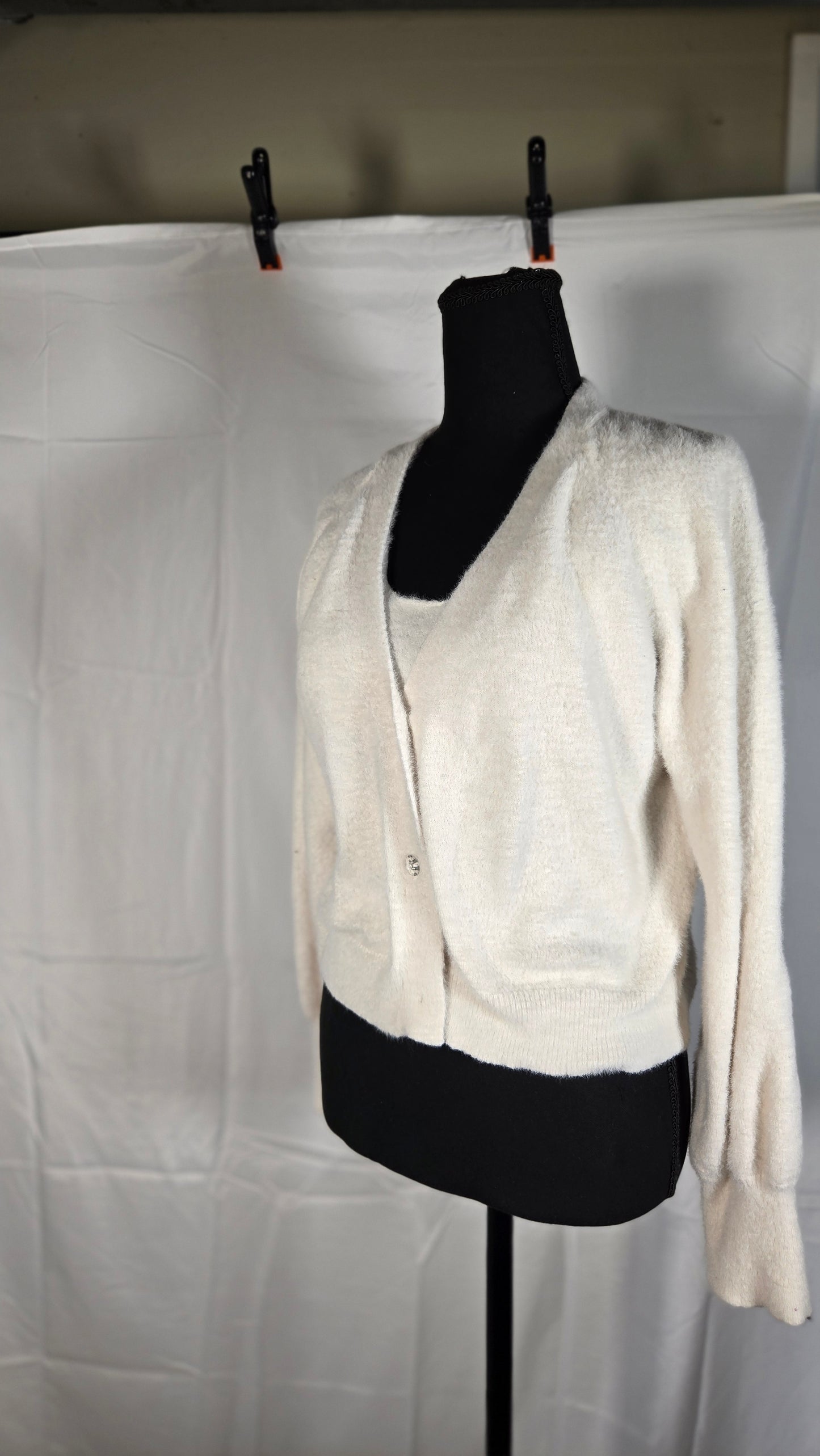 Short White Top White Vest Size M