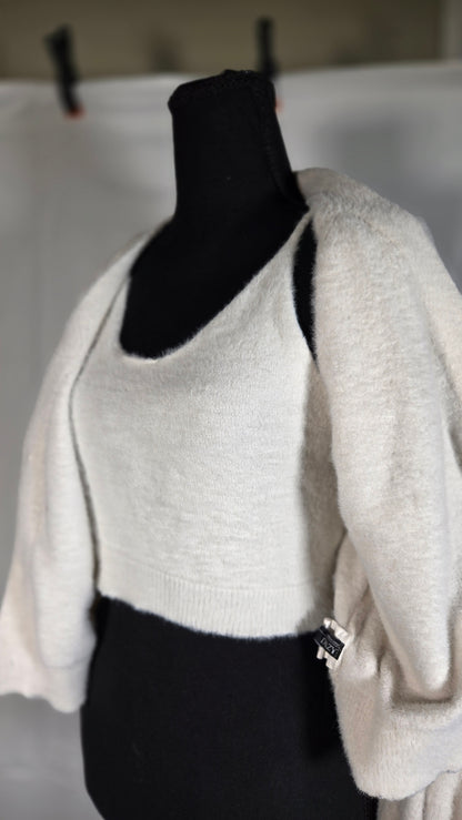 Short White Top White Vest Size M