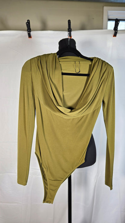 ZARA SHOULDER PAD DRAPEDBODYSUIT -Pistachio green size S