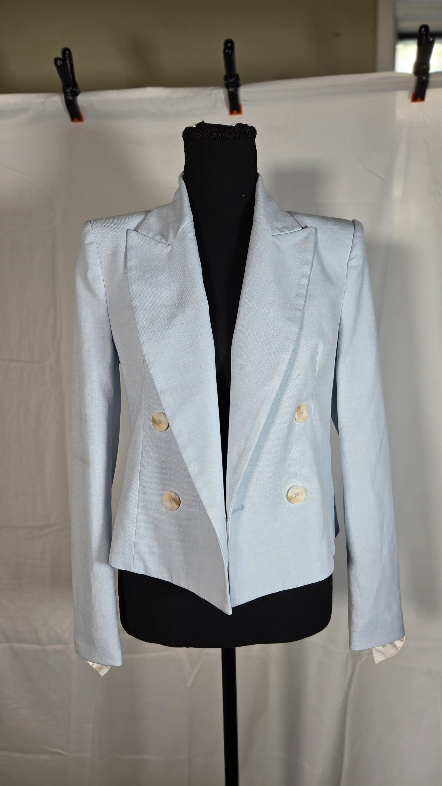 ZARA CROPPED DOUBLE BREASTED BLAZER Size XS