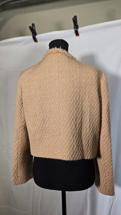 M.Infisavo Tweed Cardigan for Women Button Down Long Sleeve Warm Cropped Jacket Blazers Size M