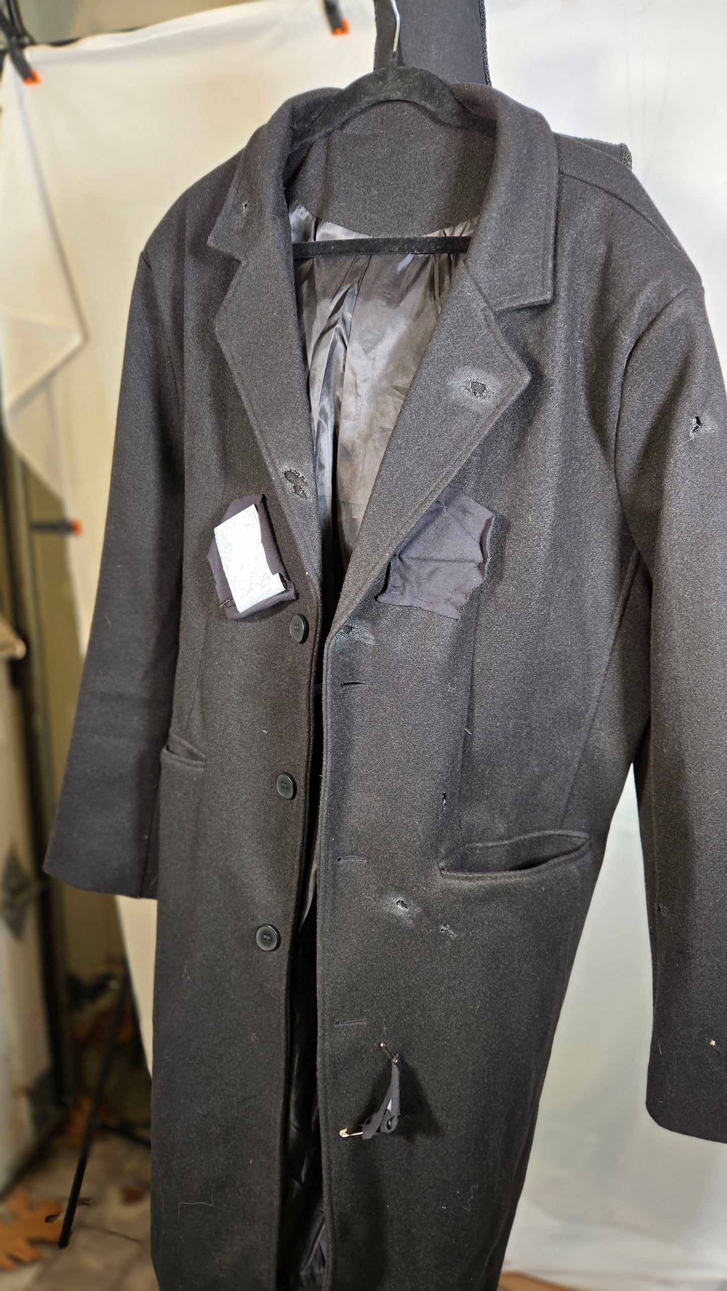 Men's Casual Trench Coat Slim Fit Notched Collar Long Jacket Overcoat Single Breasted Pea Coat wih Pockets size L