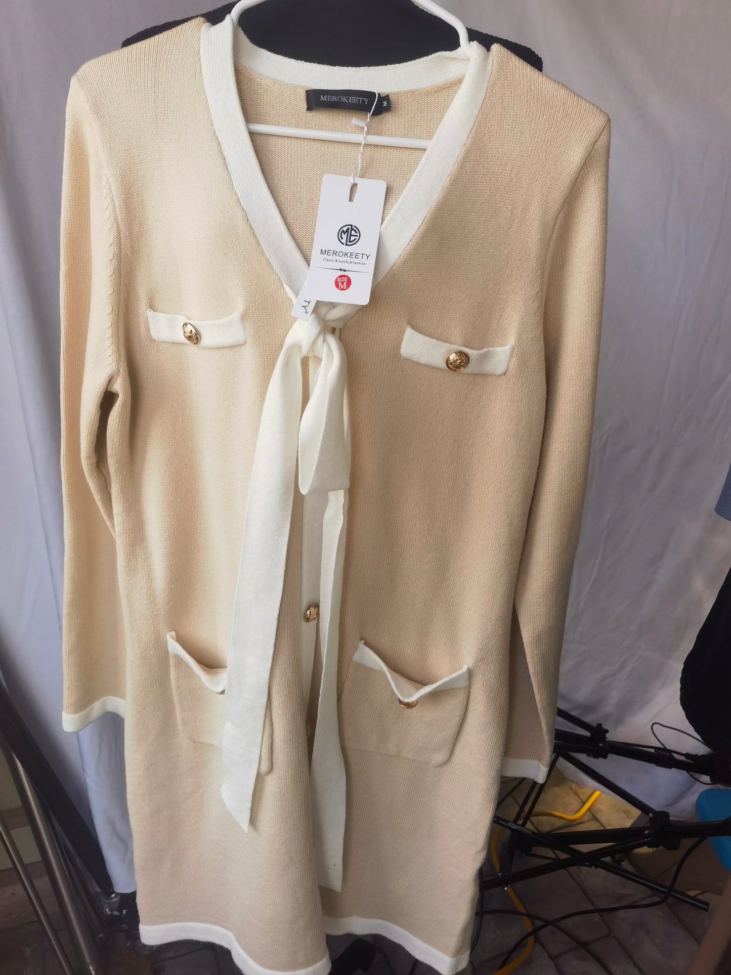 Women's Fall Winter 2 Piece Outfit Warm Cardigan with Belt Knitted Sweater Wide Leg Pants Going Out Loungewear Set Size M