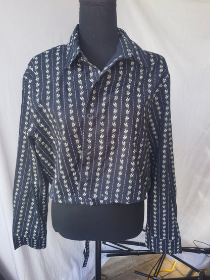 Women's long-sleeved top, black and white, size M