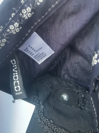 Women's long-sleeved top, black and white, size M