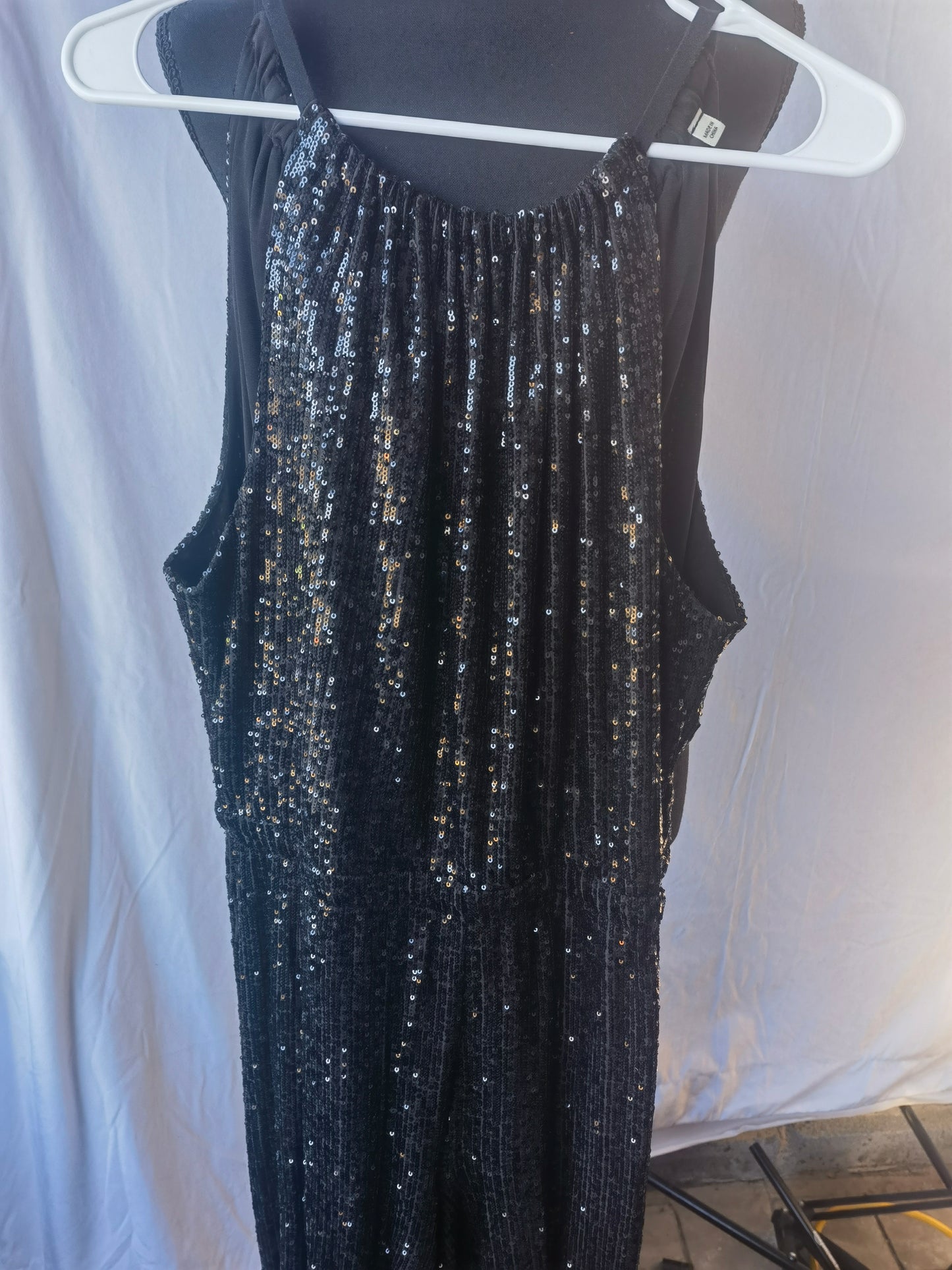 Max Studio womens Sequin Halter Wide Leg Jumpsuit Size L