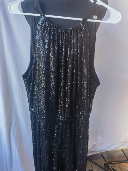Max Studio womens Sequin Halter Wide Leg Jumpsuit Size L
