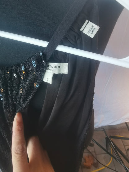 Max Studio womens Sequin Halter Wide Leg Jumpsuit Size L