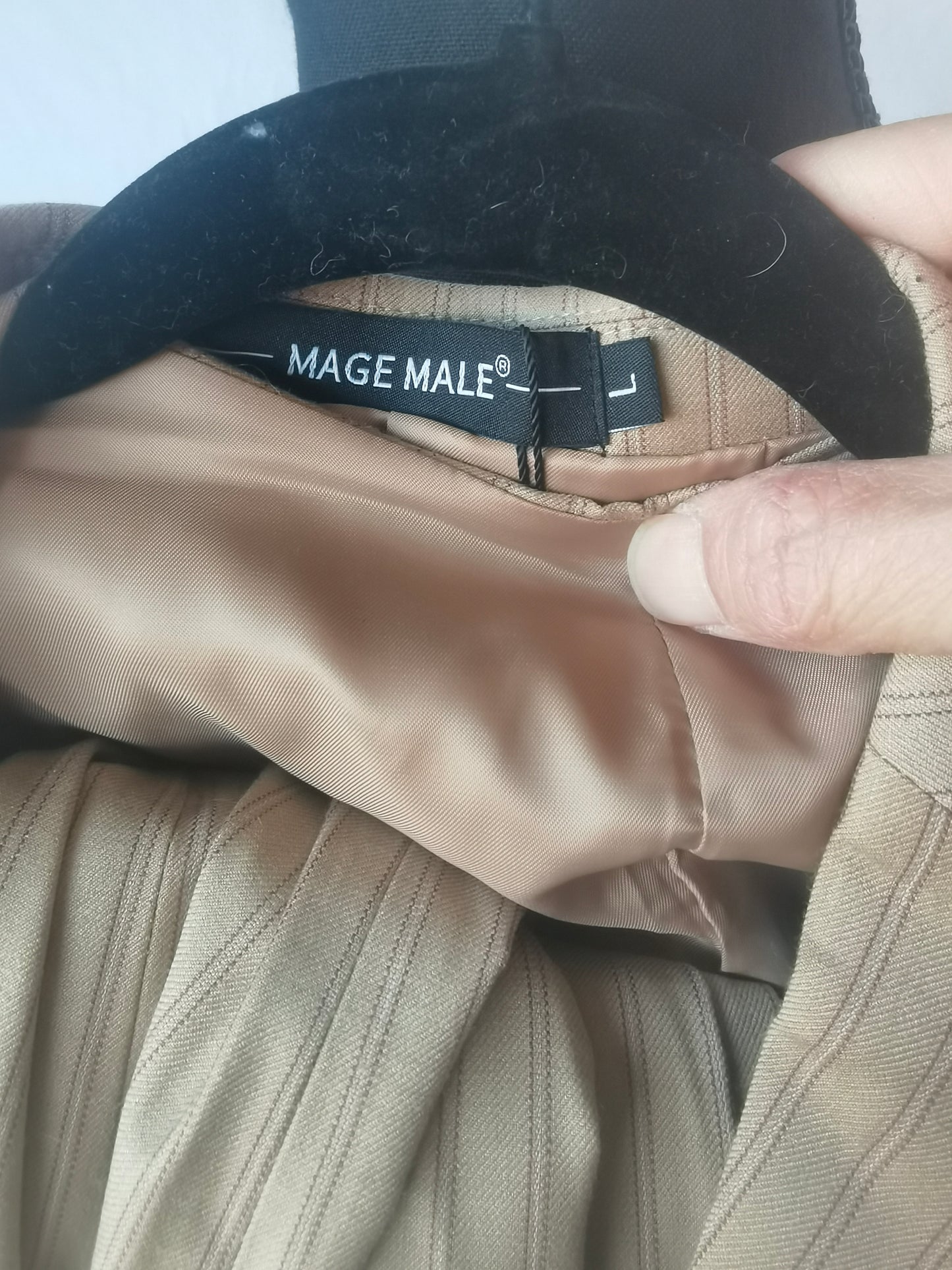 Men's bronze striped suit trousers size L