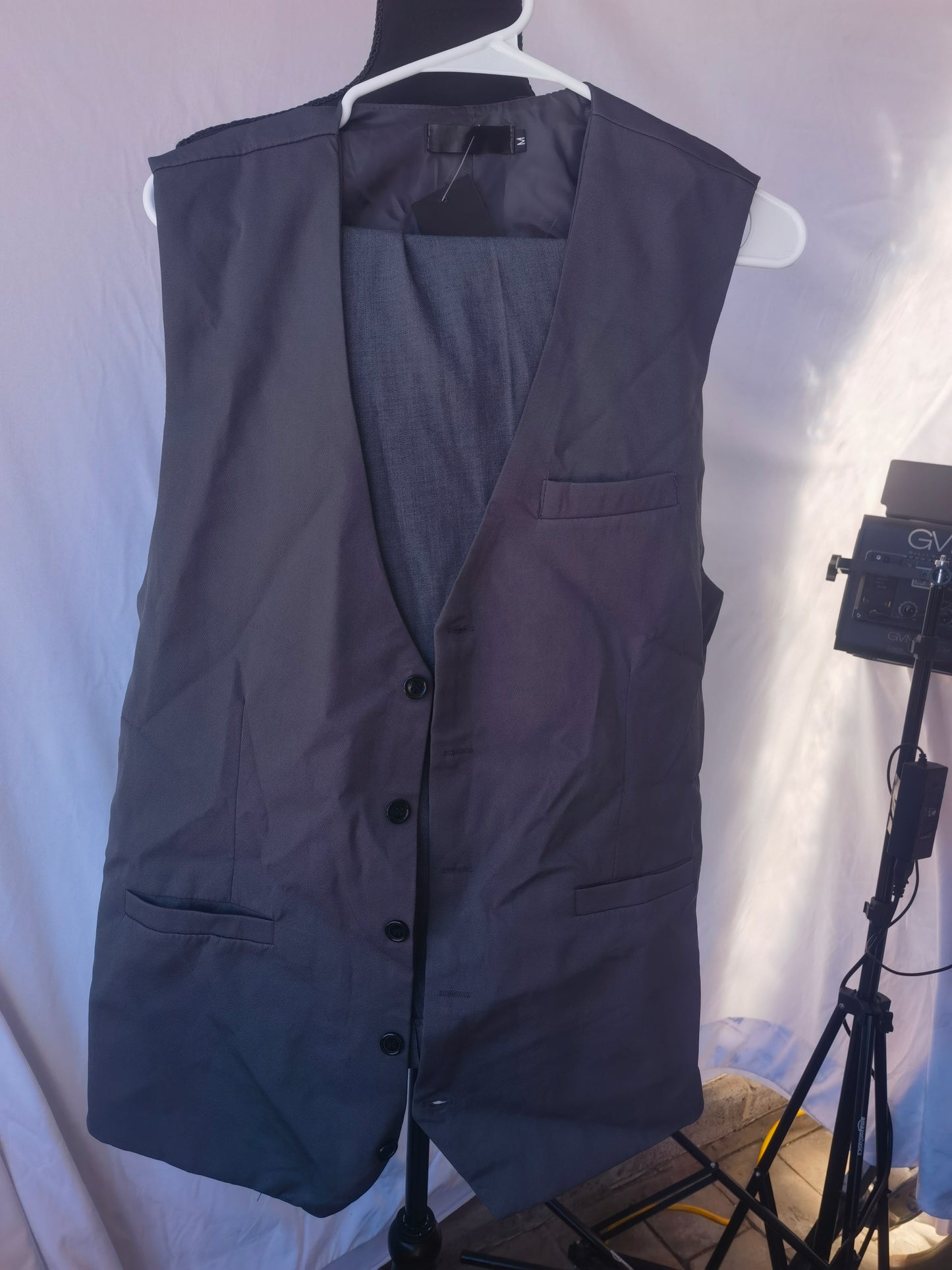 HISDERN Men's Suit Vest Plaid Dress Vest for Men Slim Fit Formal Business Waistcoat Tuxedo V-Ncek Solid Vest for Wedding size M