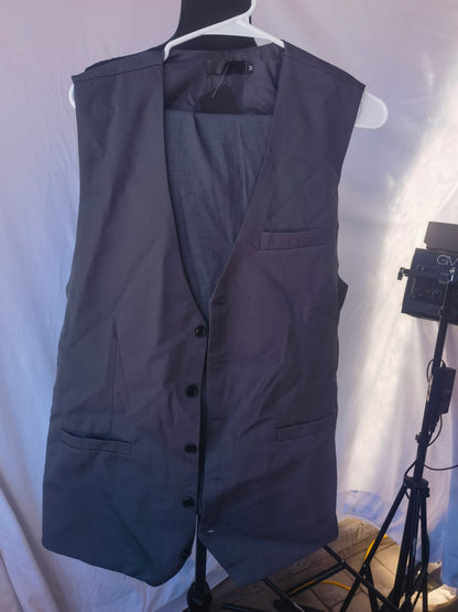 HISDERN Men's Suit Vest Plaid Dress Vest for Men Slim Fit Formal Business Waistcoat Tuxedo V-Ncek Solid Vest for Wedding size M