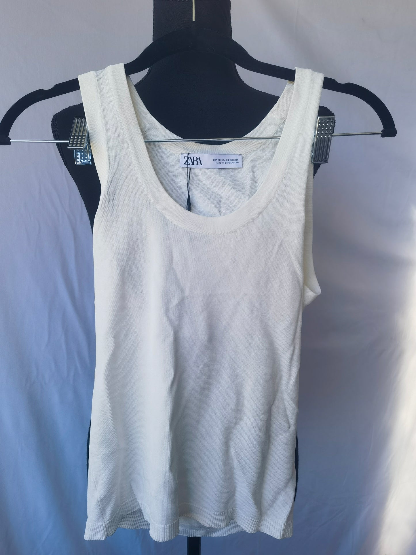 SLEEVELESS RIBBED COTTON T-SHIRT size XS