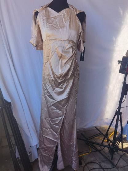 Dressing For Success Satin Maxi Dress - Champagne Size S
