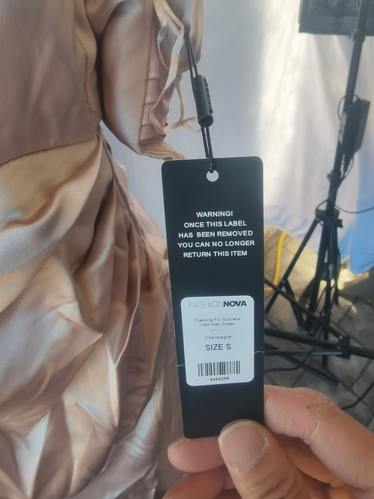 Dressing For Success Satin Maxi Dress - Champagne Size S