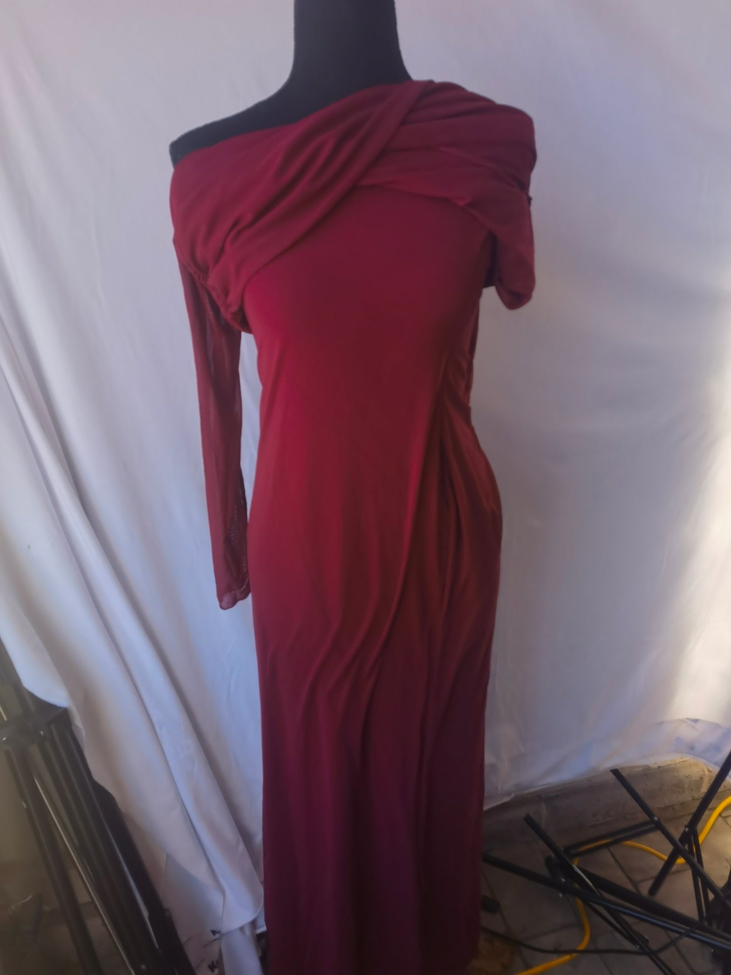 heyheyshine Women's Long Sleeve Turtleneck Maxi Dress Casual Long Dress Hollow Tie Waist Bodycon Dress Size L