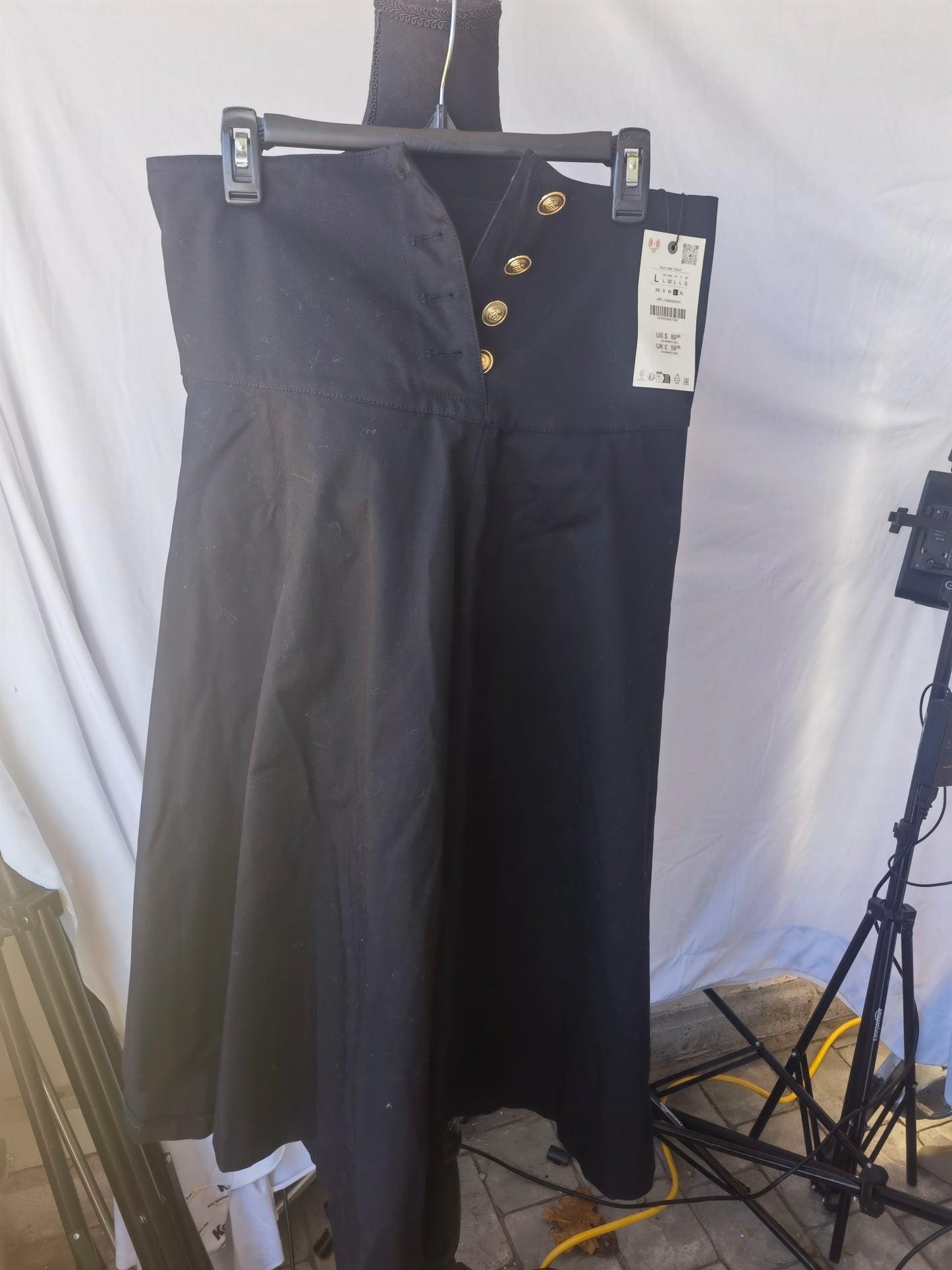 ZW COLLECTION PAPER BAG WAIST SKIRT WITH BUTTONS size L