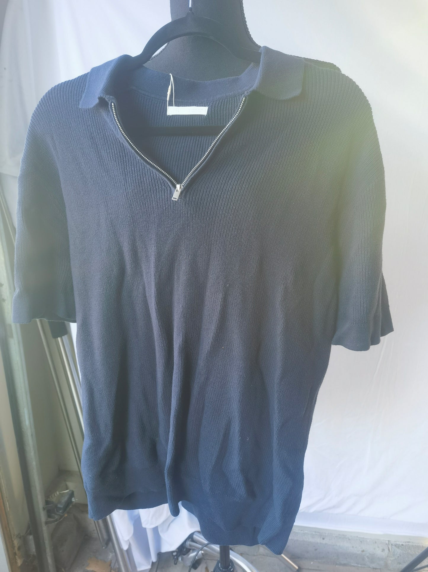 PURL KNIT ZIPPER POLO SHIRT blue size M