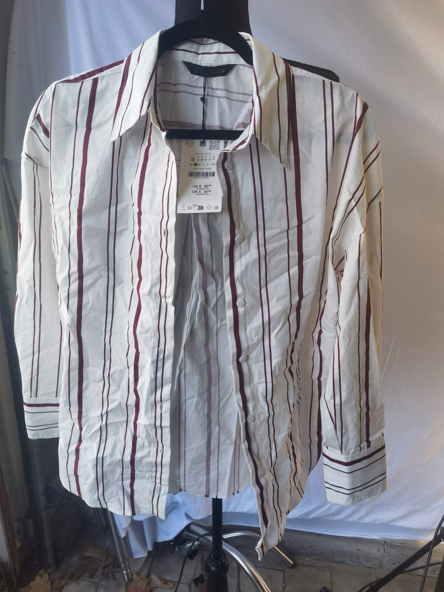 STRIPED POPLIN SHIRT Size S