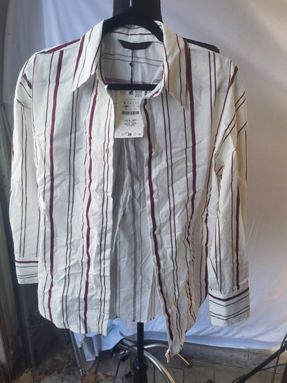 STRIPED POPLIN SHIRT Size S