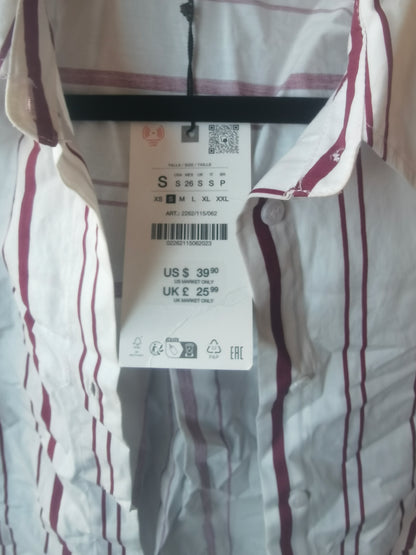 STRIPED POPLIN SHIRT Size S