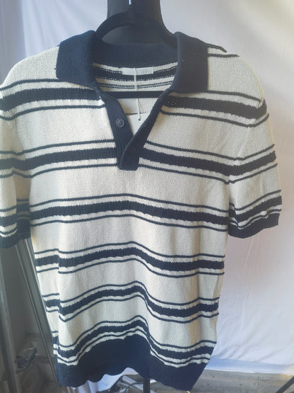 JACQUARD STRIPED KNIT POLO size M