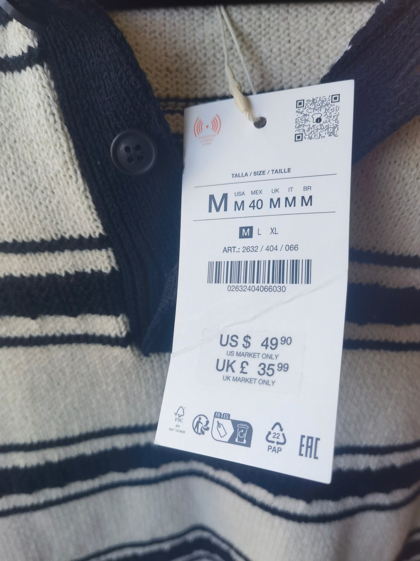 JACQUARD STRIPED KNIT POLO size M