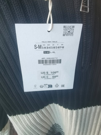 LIMITED EDITION STRIPED ZIP NECK SWEATER Size S/M