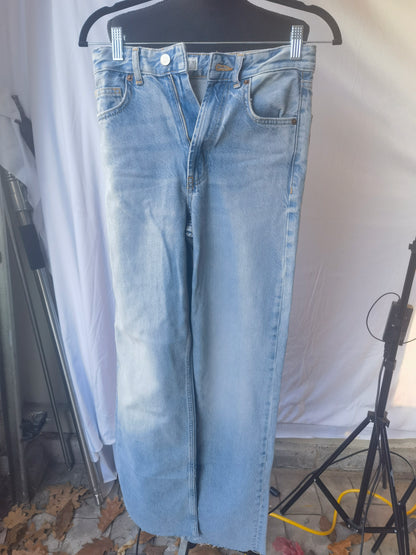 EVALESS Baggy Barrel Jeans for Womens High Waisted Wide Leg Boyfriend Denim Ankle Pants size 32