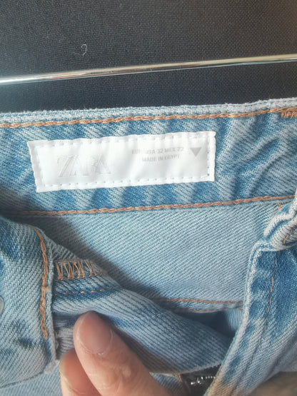 EVALESS Baggy Barrel Jeans for Womens High Waisted Wide Leg Boyfriend Denim Ankle Pants size 32