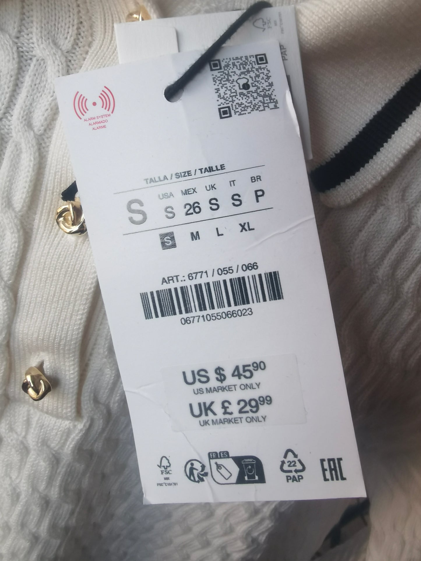 CABLE KNIT POLO SWEATER Size S