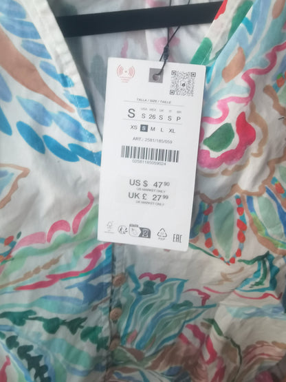 PRINTED POPLIN BLOUSE size S