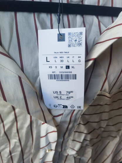 STRIPED BELTED MIDI DRESS Size L