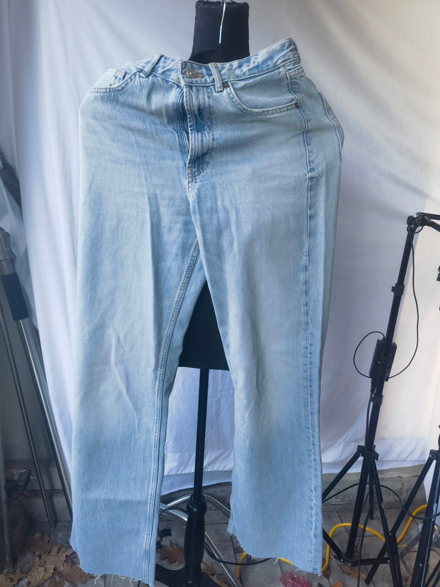 Womens Jeans Mid Rise Barrel Wash Jeans for Women Vintage Wide Leg Cropped Denim Pants Baggy Boyfriend Jeans Ankle Trousers size 36