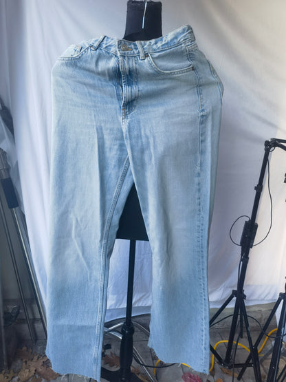 Womens Jeans Mid Rise Barrel Wash Jeans for Women Vintage Wide Leg Cropped Denim Pants Baggy Boyfriend Jeans Ankle Trousers size 36