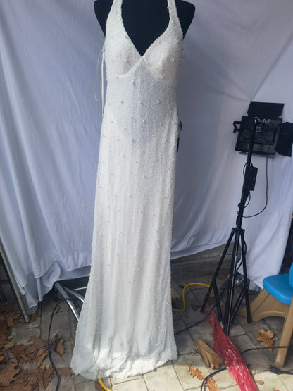 Elegant Trailing Arm Sleeves for Women Artificial Pearls Shoulder Veil Dress Long Sleeves Wedding Arm Sleeves for Bride Size S