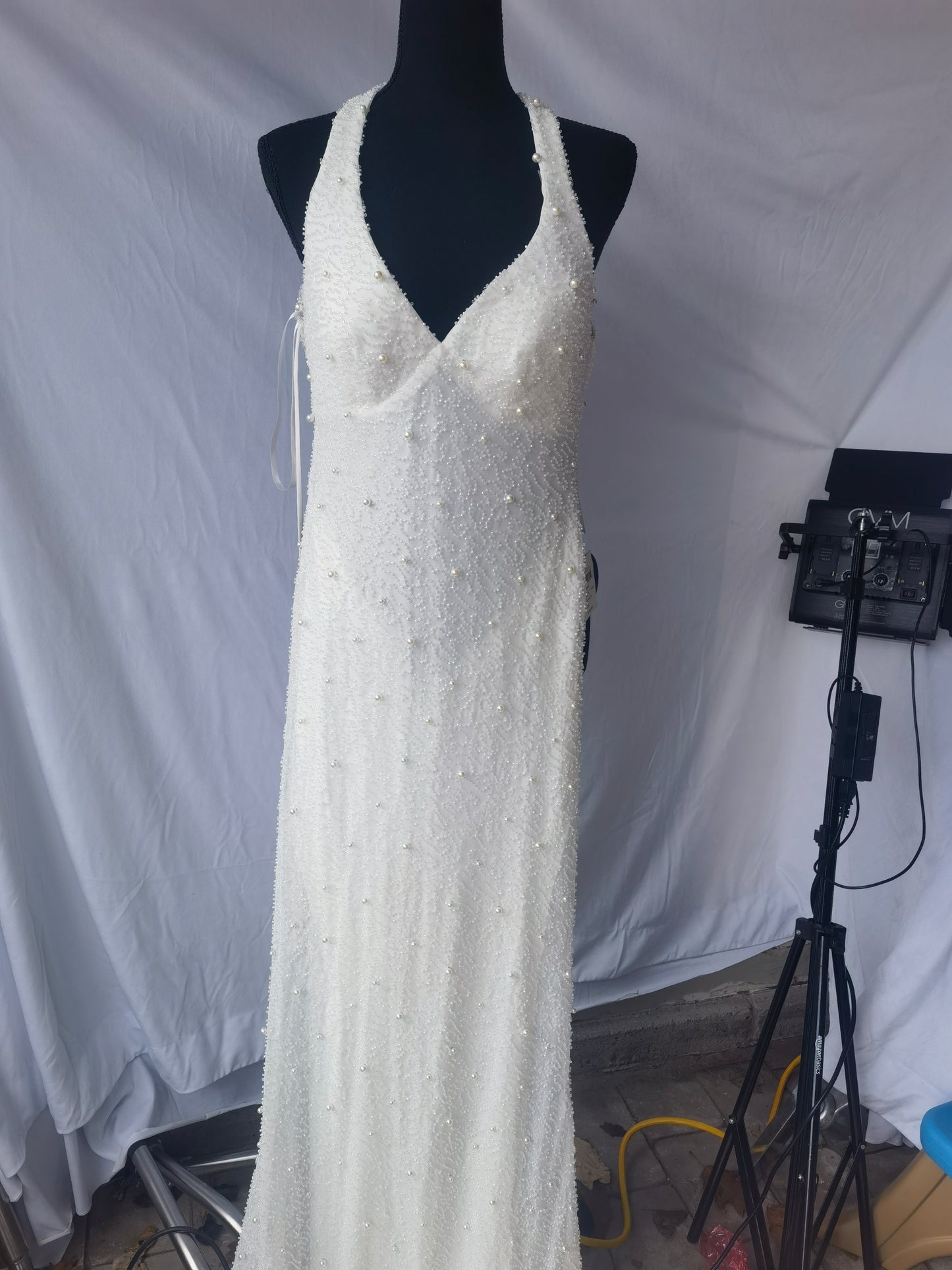 Elegant Trailing Arm Sleeves for Women Artificial Pearls Shoulder Veil Dress Long Sleeves Wedding Arm Sleeves for Bride Size S