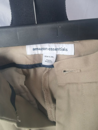 Amazon Essentials Men's Classic-Fit Expandable-Waist Flat-Front Dress Pant Size 35W*34L