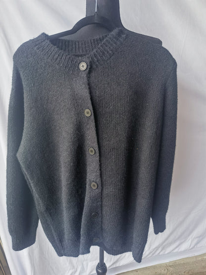 SHEIN Unity Contrast Color Open Cardigan 2 In 1 Crew Neck Loose Casual Basic Knit Sweater,Long Sleeve Tops Size XL